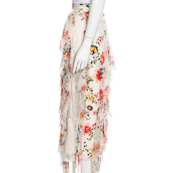 NWT-Alice+Olivia Yulia Floral Lace Godet Ruffle - Picture 2 of 8